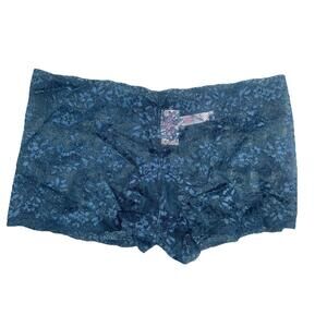 Victoria’s Secret Floral lace boyshort Panty Sz Large Deep Teal Panties NEW!
